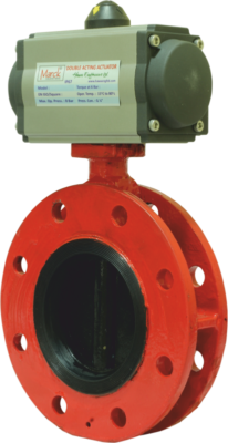 PNEUMATIC ACTUATOR OPERATED DOUBLE FLANGE BUTTERFLY VALVE