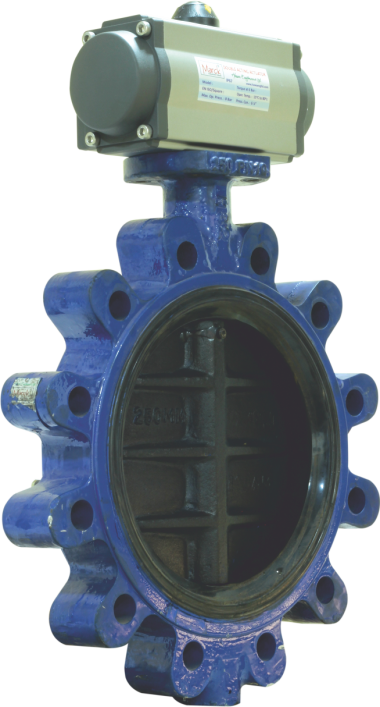 Pneumatic Actuator Operated Ci And Cs Body Epdm Seat Lug Type Butterfly Valve Pn10 